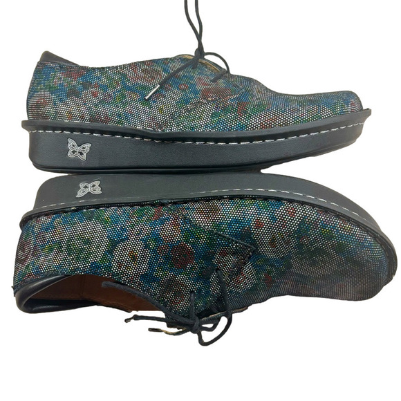 Alegria womens Bree multi dot floral oxford laced leather upper textured shoes - Picture 2 of 8